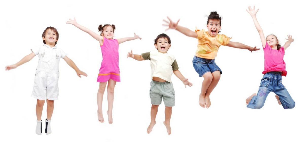 happy kids , jumping